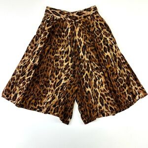 90s Vintage leopard loose shorts Womens XS pull on stretch waist pockets